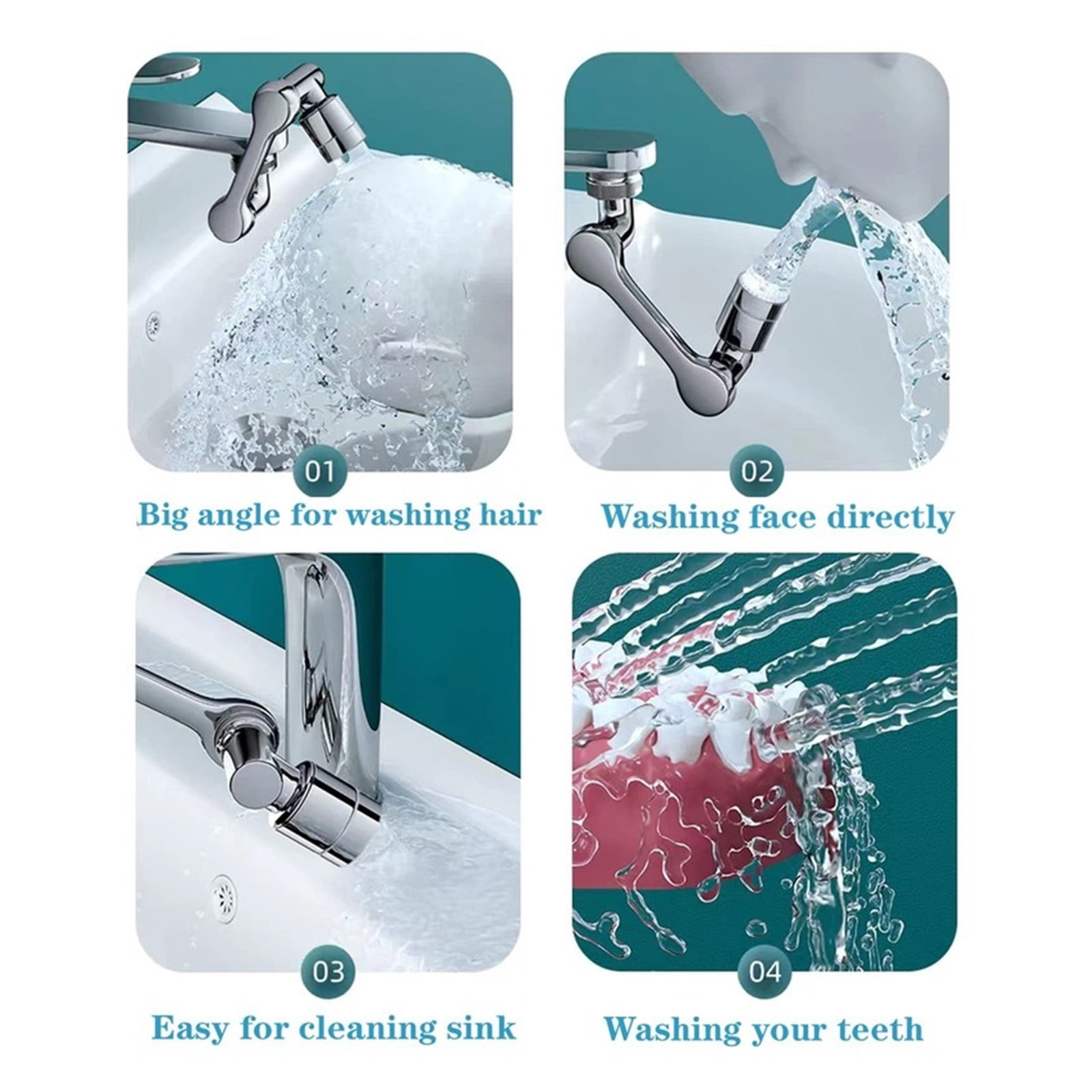 1080 Degree Universal Extension Faucet Washbasin Tap Splash Aerator Splash Filter Faucet Faucet Adaptor Rotary Robot Arm ,Water Saving