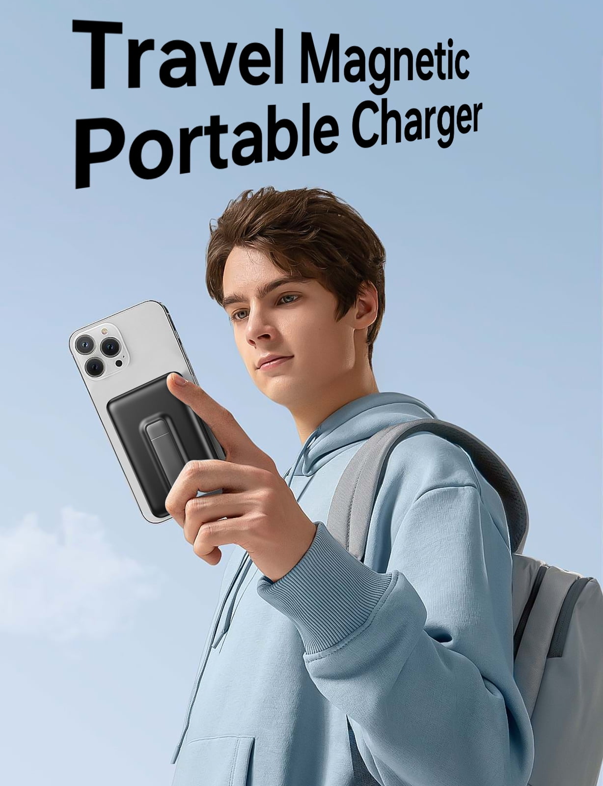 Magnetic Portable Charger,10000mAh Wireless Magnetic Power Bank with USB C Charging and stand, Travel Essential for Battery Pack Compatible with iPhone 17/air/16/15/14/13/12