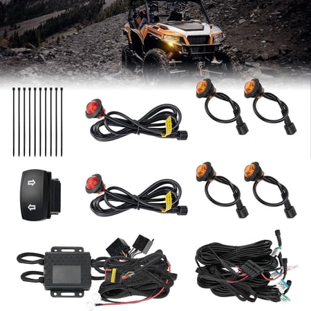 UTV Turn Signal Kit Pre-Wired Plug and Play UTV ATV Blinker with Rocker Switch Universal Street Legal Kit Compatible with Can-Am Defender X3 Polaris Ranger RZR CFMOTO