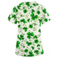 thumbnail image 4 of Pntutb Patrick'S Day Mujer Cuello en V Casual Manga corta Impreso Bolsillos Señoras tops Blusa Uniforme Pntutb Pntutb-5105, 4 of 4