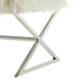 thumbnail image 6 of Inspired Home Frank Stainless Steel Faux Fur Bench Chrome Legs Modern, White, 6 of 8