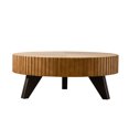 thumbnail image 7 of Hassch Round Coffee Table, Mid Century Modern Wood Cocktail Table for Living Room Home Office Small Space, 35.4" Low Center Table, Natural, 7 of 7