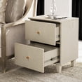 thumbnail image 3 of WAMPAT Set of 2 End Table with Charging Station and Storage Drawers, Wood Sofa Side Table for Living Room and Bedroom, Beige Faux Linen Finish, 3 of 7