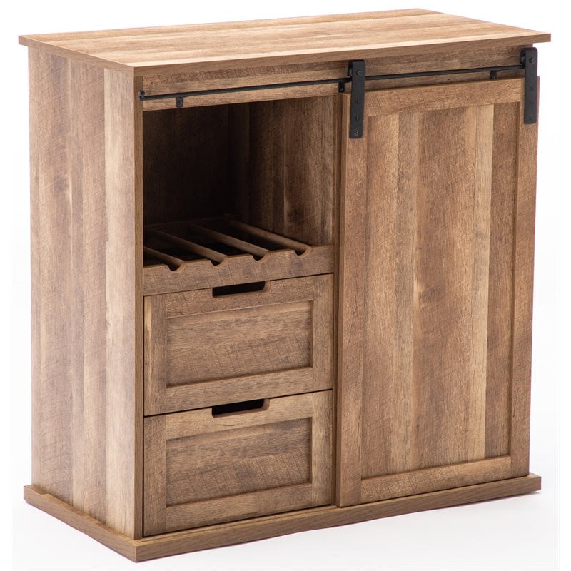 Boraam Weston Sliding Wood Barn Door Wine With 2Drawers in