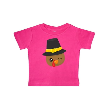 

Inktastic Thanksgiving Turkey Turkey With Pilgrim Hat Gift Baby Boy or Baby Girl T-Shirt
