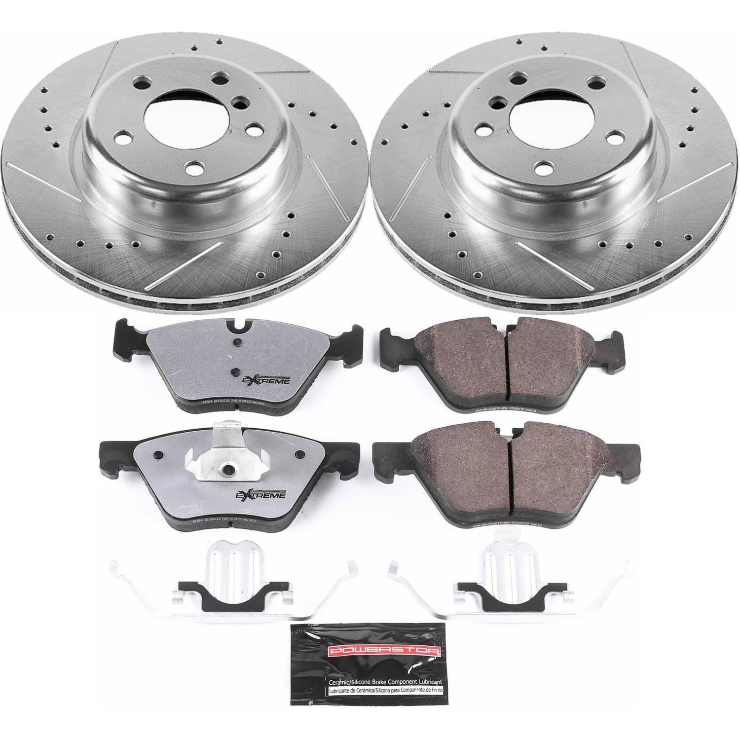 PowerStop Front Z26 Street Warrior Carbon-Fiber Ceramic Brake Pad and Drilled and Slotted Rotor Kit Fits: BMW Select Models K6032-26