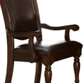 thumbnail image 4 of Traditional Style Wood & Leather Dining Side Arm Chair, Brown & Dark Brown, Set of 2- Saltoro Sherpi, 4 of 6