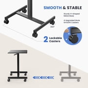 EDX Small Standing Desk, Mobile Portable Rolling Desk with Lockable Wheels & Adjustable Height, for Home Office, Black