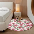 thumbnail image 3 of Summer Lily Round Living Room Rugs 6 ft, Watercolor Pink Flower Pastoral Style Washable Area Rug with Non-Slip Sturdy Edge Binding Round Carpet for Kitchen Office Bedroom, 3 of 9