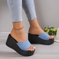 thumbnail image 2 of Women Fashion Sandals Wedges Sandals Platform Casual Summer High Heels Open Toe Espadrilles Sandal Slip on Shoes Women Dressy Platform Heel Arch Support Slip Sandals, 2 of 9