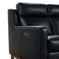 thumbnail image 2 of Wisteria Loveseat Black Genuine Leather Brown Legs Wood Full Recline, 2 of 10