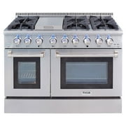 Thor Kitchen 48 Inch 6 Burner Gas Range Double Oven, Stainless Steel