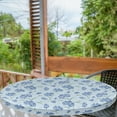 thumbnail image 2 of Ambesonne Floral Fitted Round Tablecloth, Leafy Flower Weathered Back, 36"- 40" Diameter, Soft Blue Cobalt Blue, 2 of 5