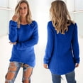 thumbnail image 5 of Plus Size Fuzzy Tunic Sweaters Womens Soft Plush Long Sleeve Pullover Crewneck Faux-fur High Low Hem Trendy Tops (5X-Large, Dark Blue), 5 of 5