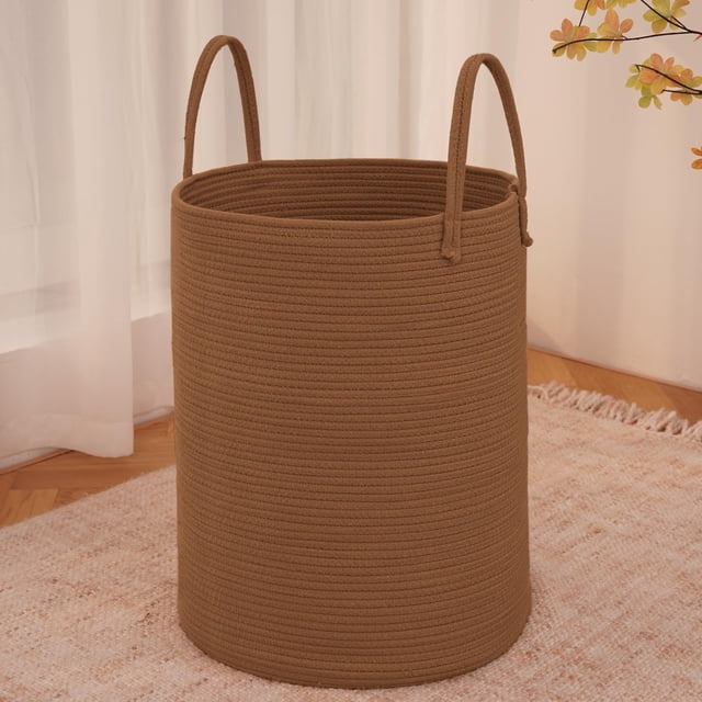 Cesto para guardar ropa JMVicyroam, tejido con cuerda de algodón, 60 litros