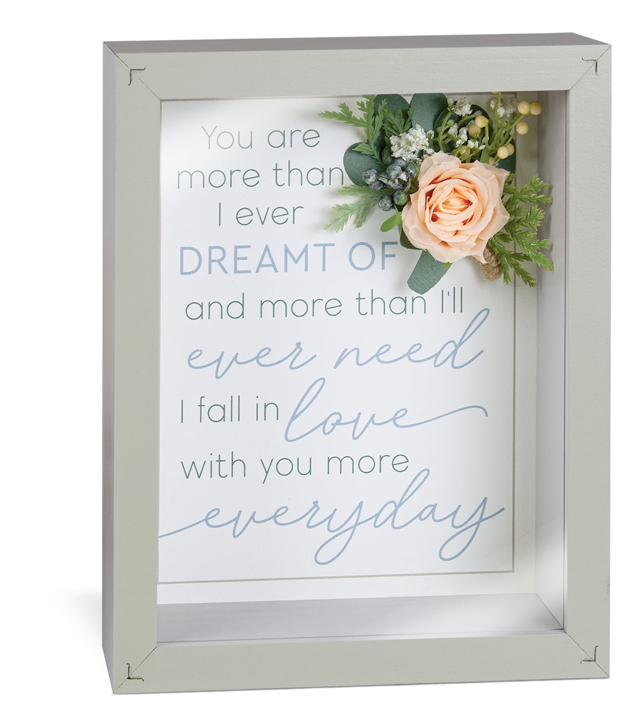 Love You Flower Sharkskin Grey 11 x 9 HDF Wood Decorative Ornate Tabletop Sign