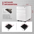 thumbnail image 4 of Mobile File Cabinet, 3-Drawer File Cabinet for Home Office, Filing Cabinet for Under Desk Storage, Round Corner Design, White, 4 of 6