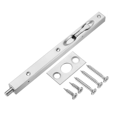 Flush Bolt, 10" 304 Stainless Steel Security Door Guard Latch, Silver