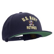 US Navy Retired Embroidered Wool Blend Prostyle Snapback Cap - Navy OSFM