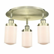 Innovations Lighting  Dover - 3 Light 16" Flush Mount Antique Brass/Matte White