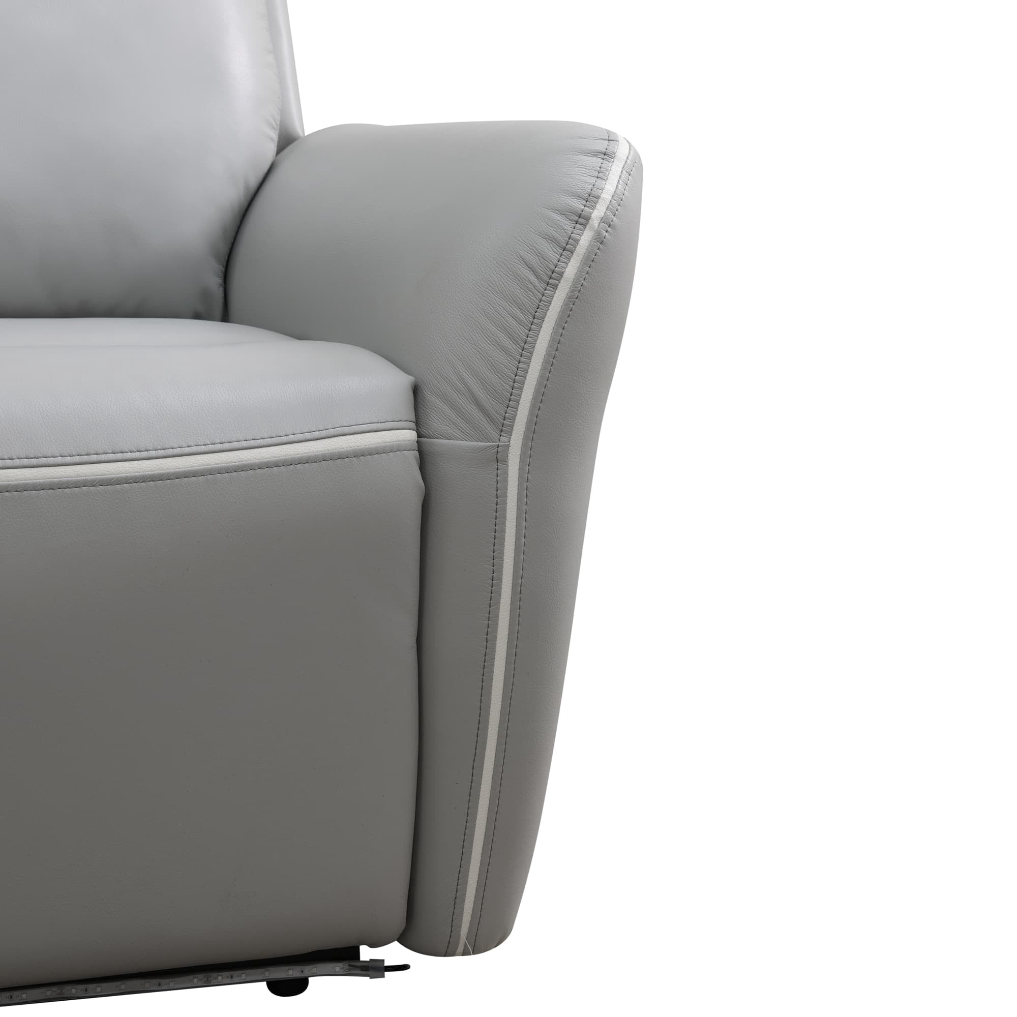 MAYEERTY Power Reclining Sofa, Electric 3-Seat Recliner with USB Charging, Reversible Table & LED for Living Room, Light Grey