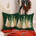 thumbnail image 4 of Christmas Pillow Covers 18X18 Set of 2,Watercolor Christmas Tree Stars Decoration Holiday Farmhouse Winter Pillow Case for Sofa Couch Decor（Green） AA366-18-2, 4 of 6
