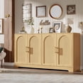 thumbnail image 3 of TROPOW Sideboard Buffet Cabinet - Credenza Storage with 4 Rattan Doors and Shelves, Modern Console Table Accent Coffee Bar Cabinet for Living Room, Kitchen, Hallway, Dining Room, Entryway, 3 of 7