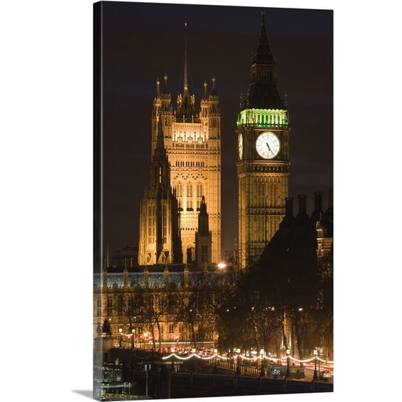 Great BIG Canvas | "Houses Of Parliament, London, England, Evening" Canvas Wall Art - 20x30