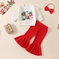 thumbnail image 2 of Little Girls Checke Girls Clothes Pants Teen Clothes 3 Month Old Baby Wrap Outfit Twin Set Outfit Toddler Long Sleeve Christmas Letter Prints T Shirt Pullover Tops Pants Headbands Out White 3-4 Years, 2 of 7