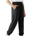 thumbnail image 3 of Yeaiivve Girls Athletic Pants Ice Silk Quick Dry Gym Workout Pants Elastic High Waist Breathable Running Joggers Sports Trousers with Pockets Black 150, 3 of 7