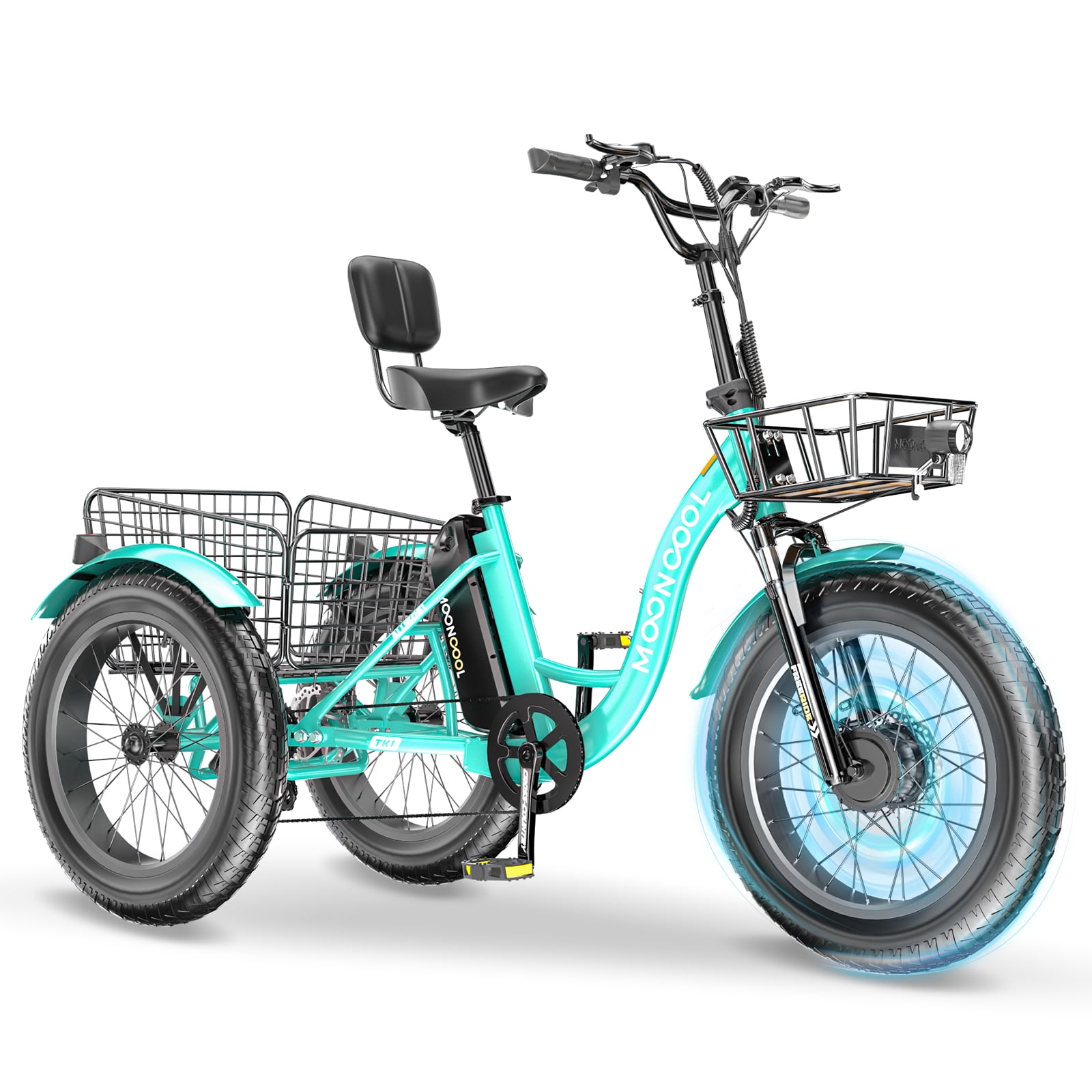 20" x 4" Fat Tire Electric Tricycle for Adult, 7 Speeds Electric Trike 48V 500W Motorized Tricycle , Electric Three Wheels Bicycle for Senior, Aluminum Frame & Rear Basket ,16mph