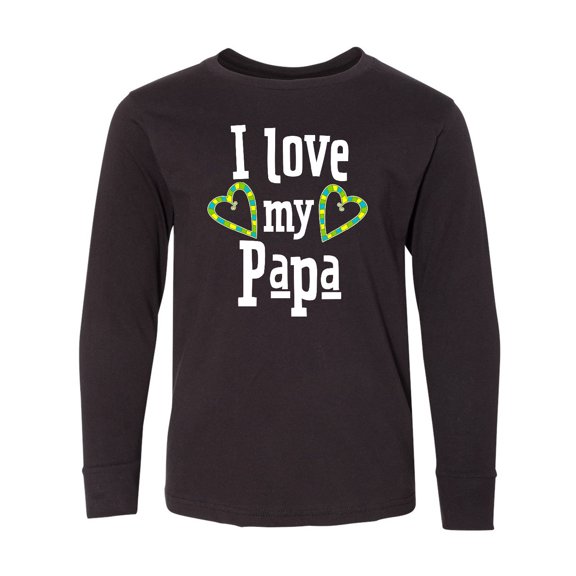 Inktastic I Love My Papa- Hearts Long Sleeve Youth T-Shirt