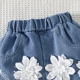 thumbnail image 6 of Girls 2 Piece Summer Outfit Big Bow Front Top & Lace Flower Applique Denim Shorts Cute Casual Clothes for Kids White Size 2-3 Years, 6 of 6