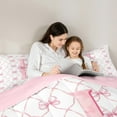 thumbnail image 5 of Manfei Monogrammed I Comforter Sets Twin Size,Ribbon Bowknot Comforters & Duvets,Pink White Bedding Twin Comforter Set,Microfiber Room Decorative Reversible,2-Piece, 5 of 8