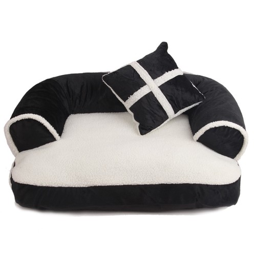 Colourtree Black Calming Pet Bed Luxury Comfortable Pet Bed Sofa Warm Dog Bed Puppy House Kennel Cozy Cat Nest Sleepping Mat Cushion Cat Bed and Dog Bed