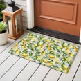 thumbnail image 4 of 2x3 Ft Entryway Area Rug, Summer Lemon Kitchen Rug Runner Washable Floor Mat, Yellow Green Watercolor Botanical Blue Plaid Non Slip Indoor Door Mat Throw Carpet for Bathroom Living Room Bedroom, 4 of 8