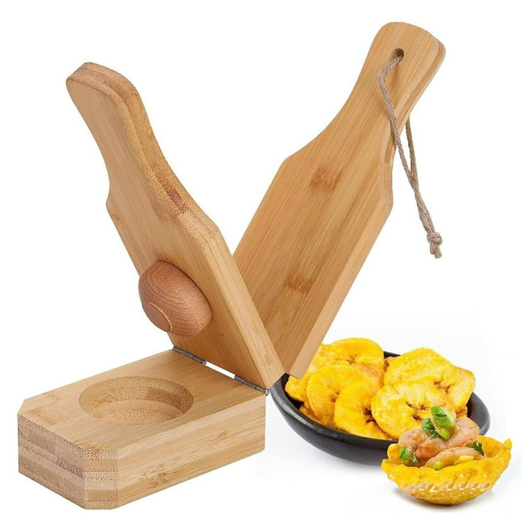 ZPAQI 2in1 Wood Tostones Press Crispys Green Plantains Smasher for