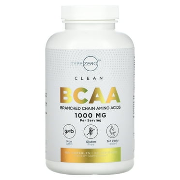 Type Zero BCAA 1000mg (180 Capsules, 90 Servings), Branched Chain Amino Acids (500mg of L-Leucine, 1000mg of L-Isoleucine and L-Valine)