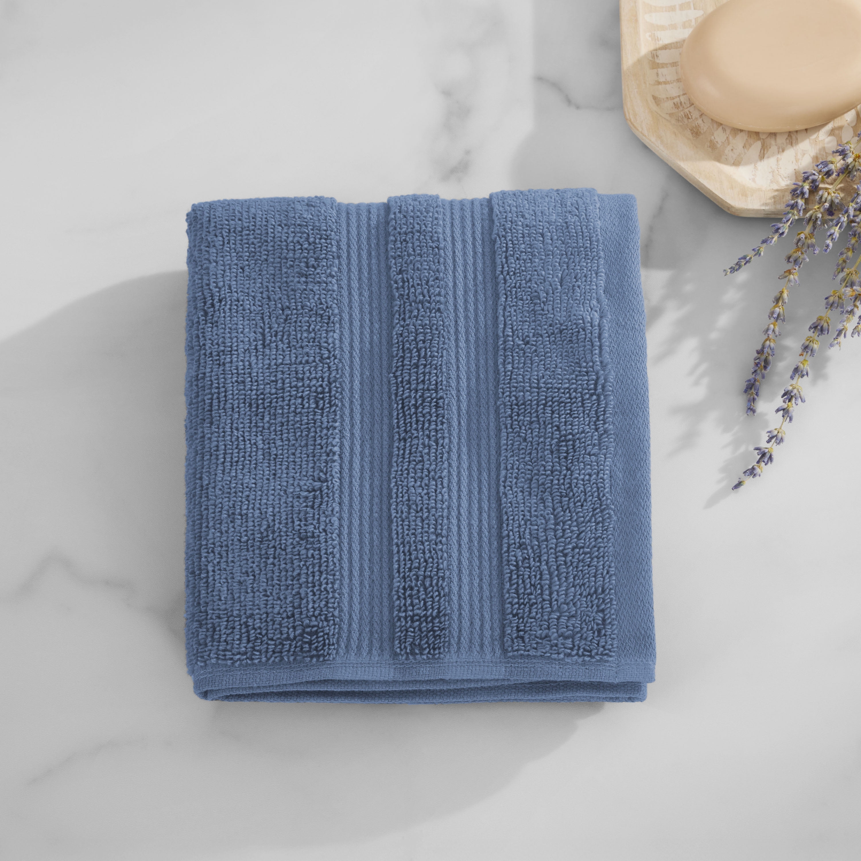 Mainstays Performance Cotton Hand Towel, Quick Dry, Fade Resistant, Navy