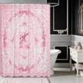 thumbnail image 2 of Erosebridal Vibrant Satin Bow Ribbon Shower Curtain 72Wx78L for Girls, Romantic Floral Print Waterproof Bath Curtain, 2 of 5