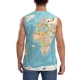 thumbnail image 4 of Lsque World Map With Animals 1 Print Men's Cotton Blend Sleeveless Muscle Shirts (S-3XL)- Moisture Wicking, Odor Protection, UPF 30+,XX-Large, 4 of 8