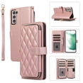 thumbnail image 1 of YEYKX Funda Tipo Billetera para Samsung Galaxy S21+ 5G 6,7 Pulgadas con Correa para Muñeca/hombro, 9 Ranuras para Tarjetas, Monedero con Cierre, Soporte de Cuero de Lujo, Funda Cell Phone a Cuadros, 1 of 10