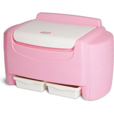 pink and white toy chest