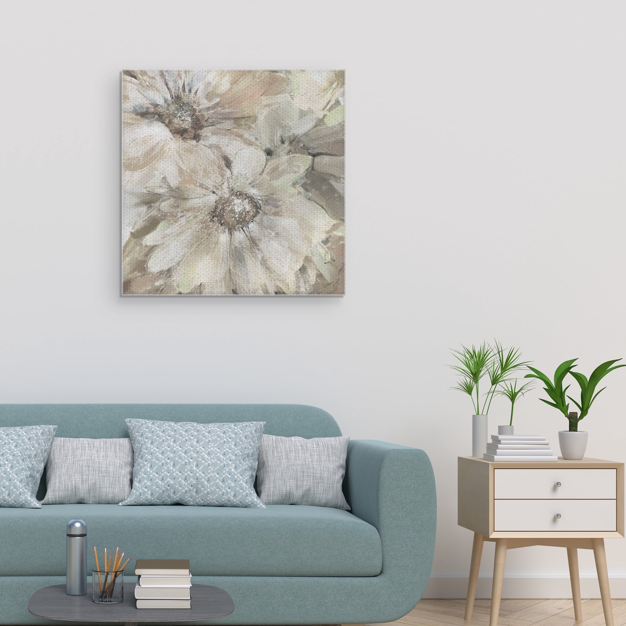 Masterpiece Art Gallery Precious Pink Daisies Soft Square by Studio Arts Canvas Art Print 24" x 24"