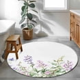 thumbnail image 4 of Purple Flower Round Area&nbsp;Rug 4ft Spring Pink Lavender Floral Botanical Pastoral Non-Slip&nbsp;Washable Circle Rugs Soft Felt Indoor Floor Mat for Bedroom Kitchen Living Room Bathroom, 4 of 9