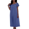 thumbnail image 4 of Elvqul Womens Long Nightgowns Plus Size Pajamas Dress for Women Short Sleeve Blue Nightgowns, 4 of 6
