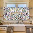 thumbnail image 2 of Yayeee Kitchen Curtains Tier Set of 2 Light Filtering 57"x24" Over Sink Window Panels, Green Wildflower Pattern, 2 of 7