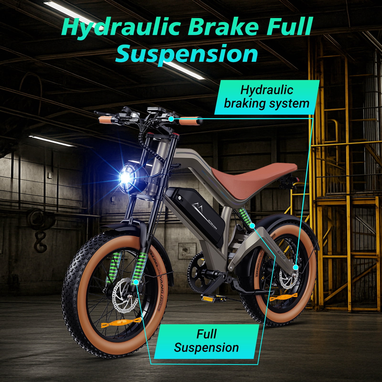 DYU M20 Adult All-Terrain Electric Bike, 100-mile range mountain bike, 28 mph top speed, 1500W peak motor, 48V 18Ah battery, UL 2849 certified