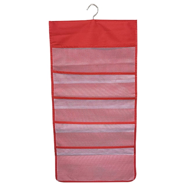 Organizador de armario colgante Bolsillos de malla de 2 lados Bolsa de almacenamiento para armario Bolsa para ropa interior Calcetines de sujetador, 15 rejillas, Rojo Methold HA003837-06