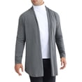 thumbnail image 4 of CHAQUETAS CHIC para Hombres Cardigan con Solapa Larga de Manga Regular Ajuste Abierto Talla 2XL Gris, 4 of 5